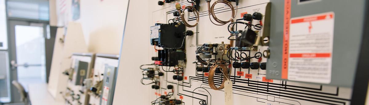 A close up image of a power circuit board in a Pima Lab